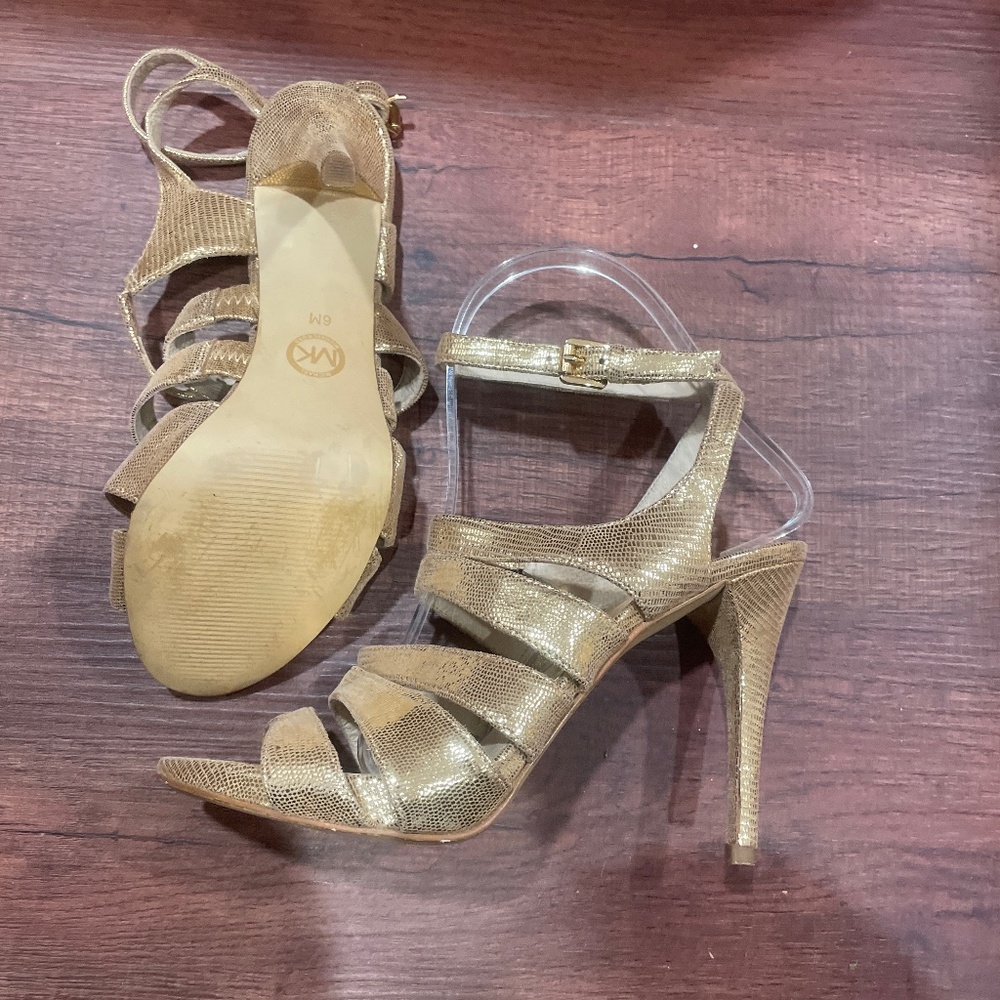 1 WEEK FINAL LAST CHANCE MICHAEL KORS Gold High Heel Sandals